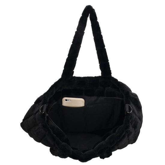 Shopper 32,5x39cm Schwarz in Fell-Optik - leder-accessoires.com
