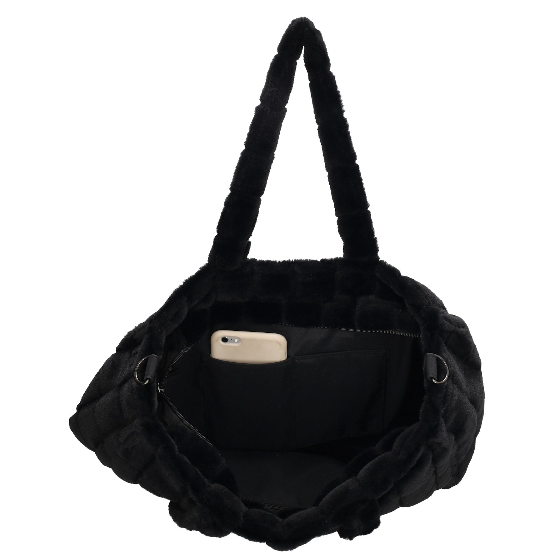 Shopper 32,5x39cm Schwarz in Fell-Optik - leder-accessoires.com