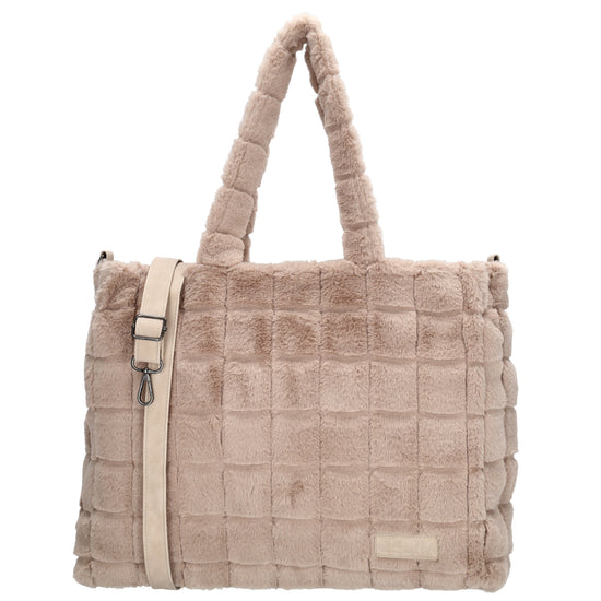Shopper 32,5x39cm Helltaupe in Fell-Optik - leder-accessoires.com