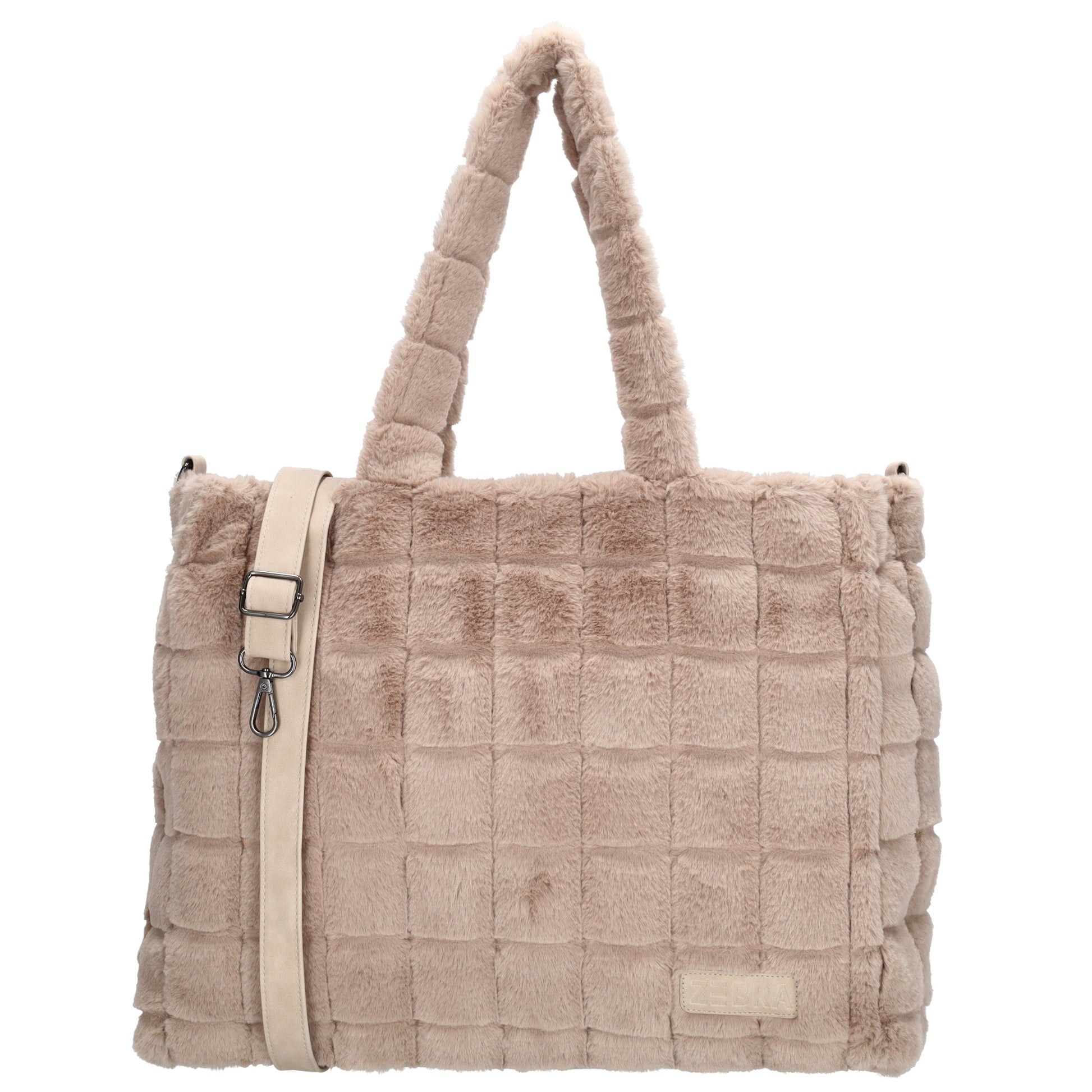 Shopper 32,5x39cm Helltaupe in Fell-Optik - leder-accessoires.com