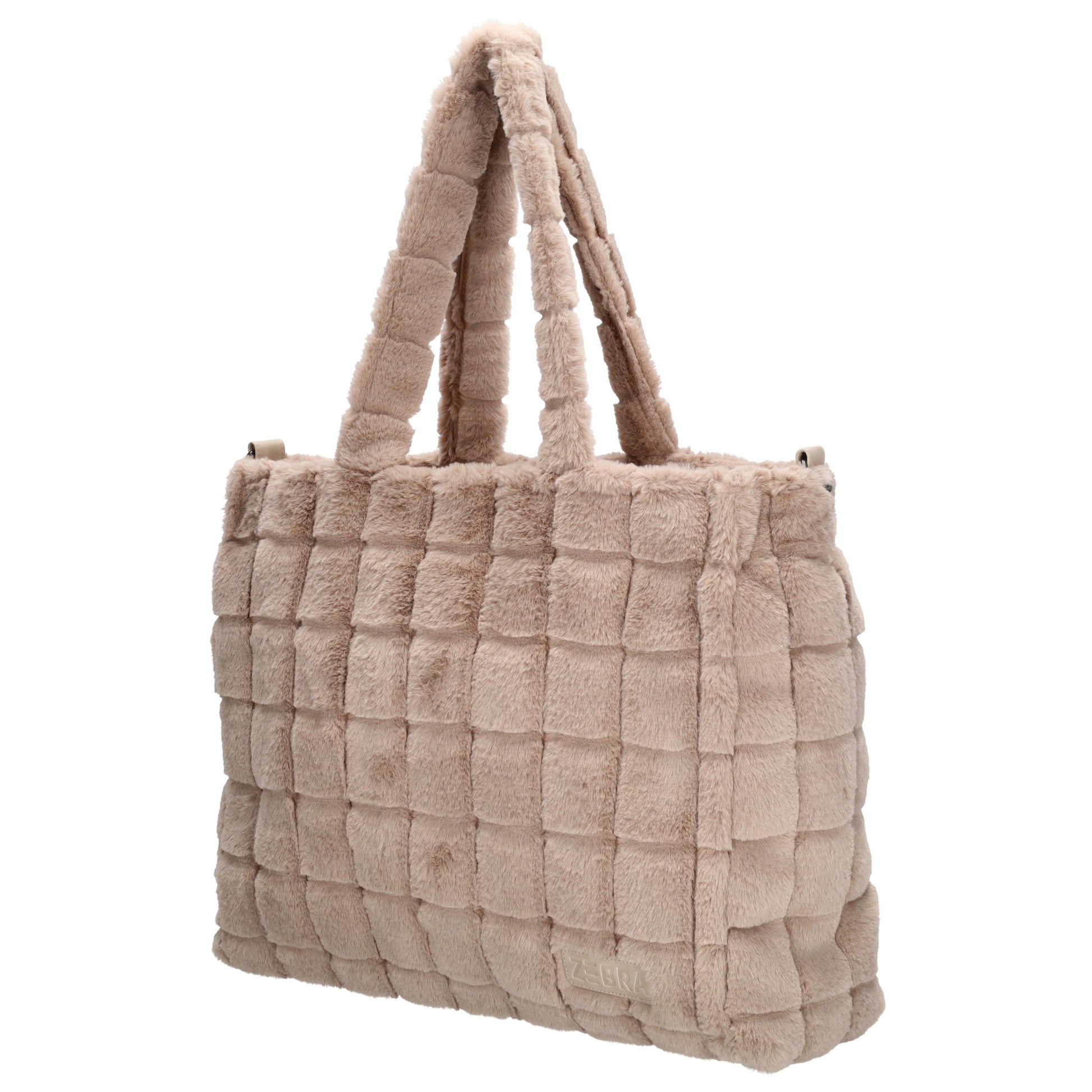 Shopper 32,5x39cm Helltaupe in Fell-Optik - leder-accessoires.com