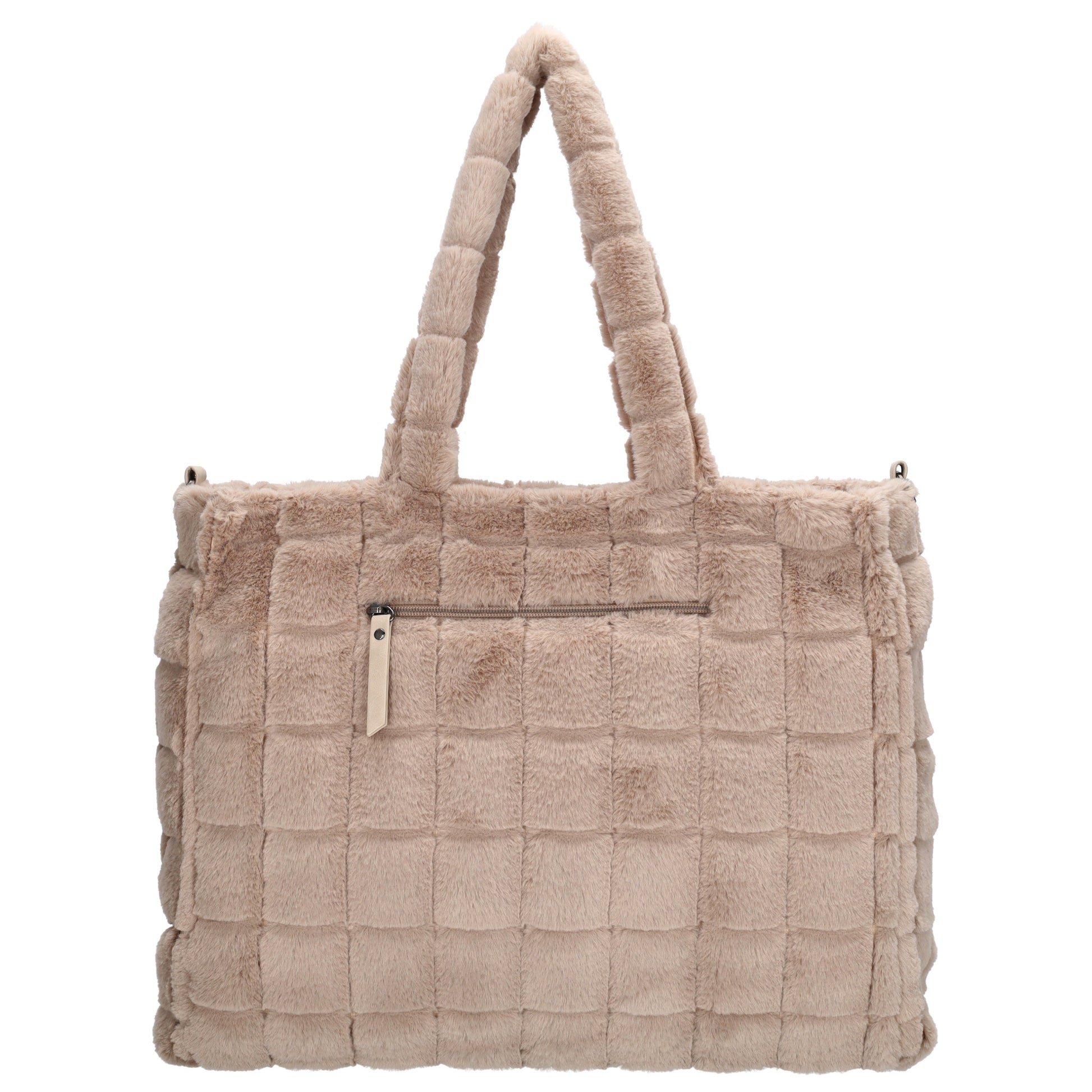 Shopper 32,5x39cm Helltaupe in Fell-Optik - leder-accessoires.com
