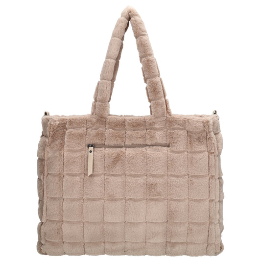Shopper 32,5x39cm Helltaupe in Fell-Optik - leder-accessoires.com