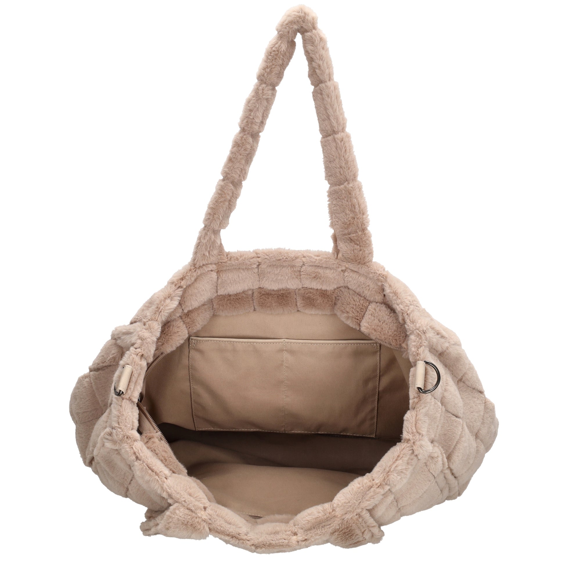 Shopper 32,5x39cm Helltaupe in Fell-Optik - leder-accessoires.com