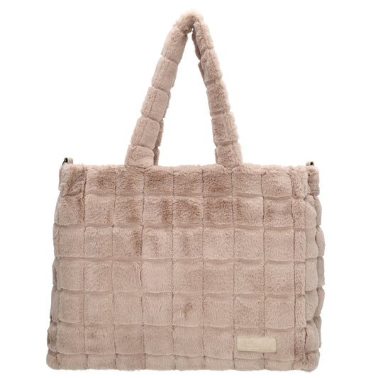 Shopper 32,5x39cm Helltaupe in Fell-Optik - leder-accessoires.com