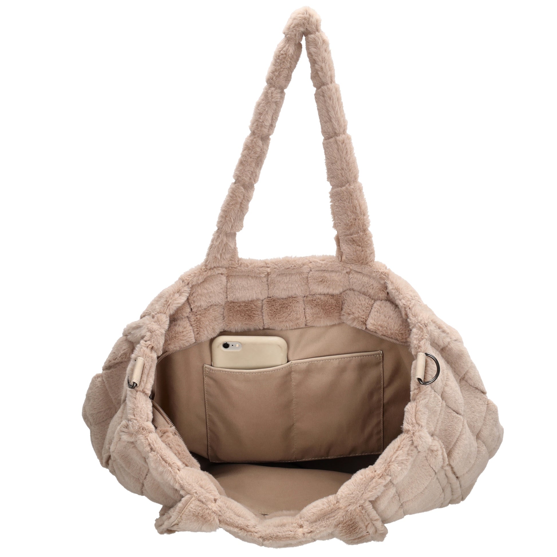 Shopper 32,5x39cm Helltaupe in Fell-Optik - leder-accessoires.com