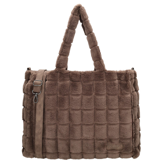 Shopper 32,5x39cm Dunkeltaupe in Fell-Optik - leder-accessoires.com