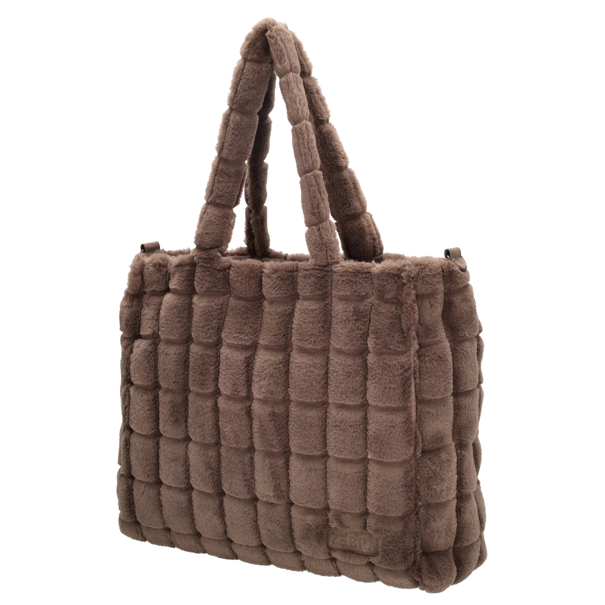 Shopper 32,5x39cm Dunkeltaupe in Fell-Optik - leder-accessoires.com