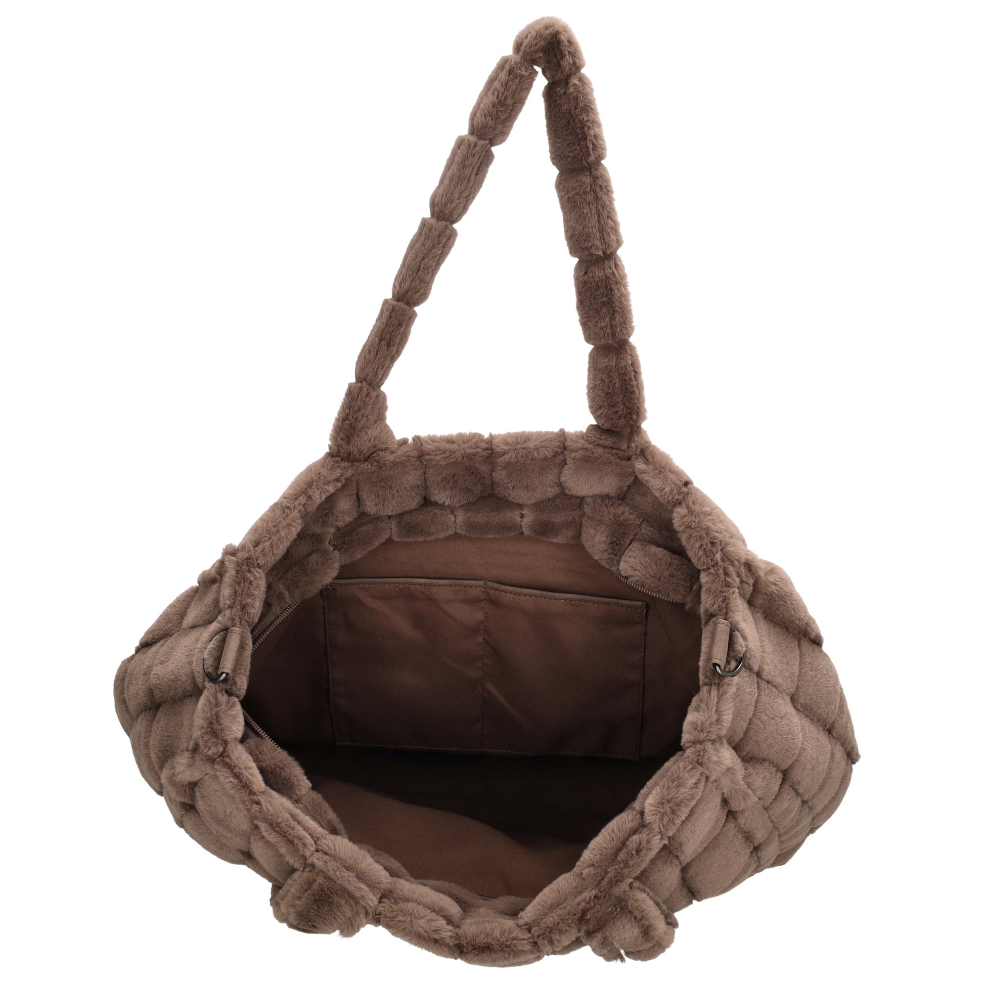Shopper 32,5x39cm Dunkeltaupe in Fell-Optik - leder-accessoires.com