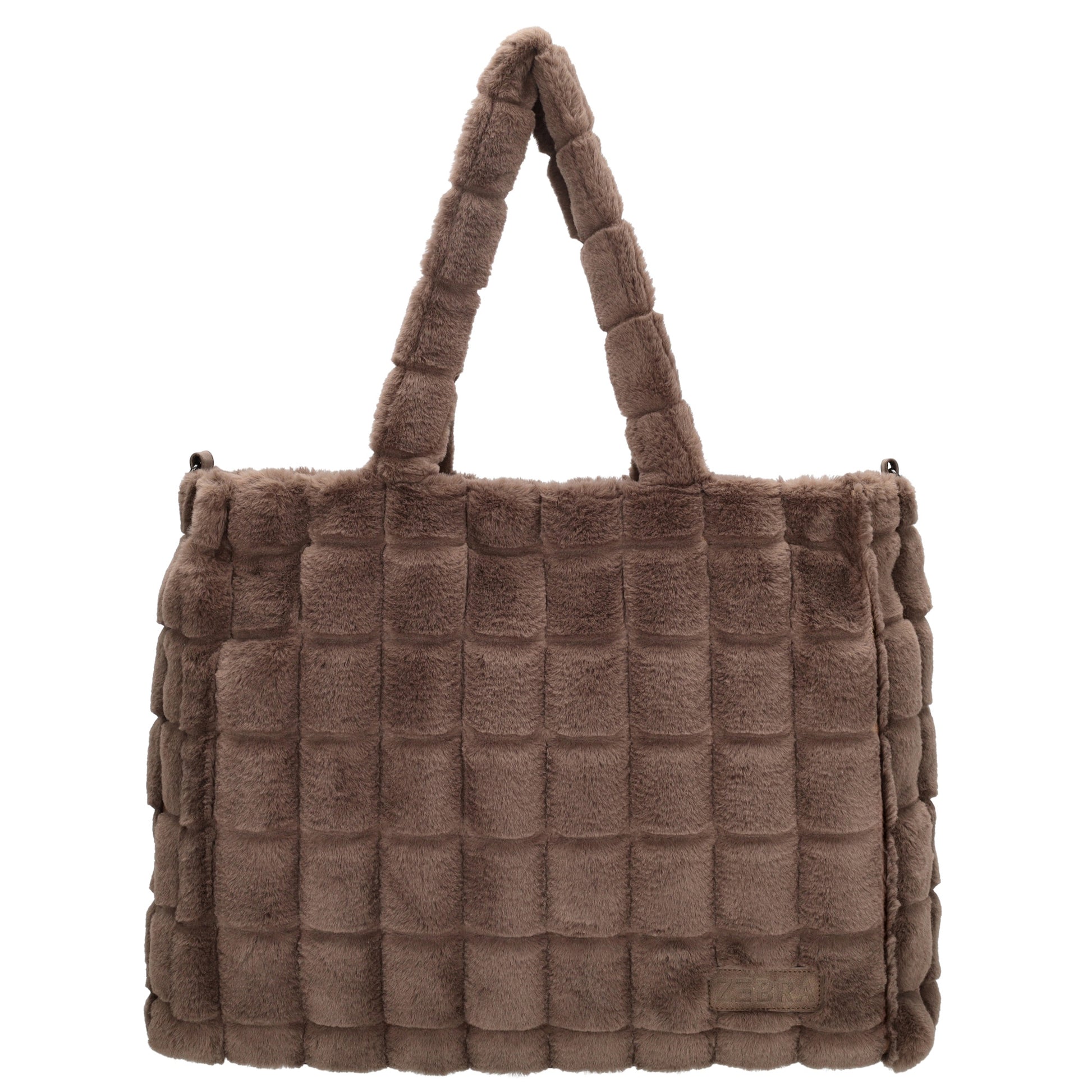 Shopper 32,5x39cm Dunkeltaupe in Fell-Optik - leder-accessoires.com