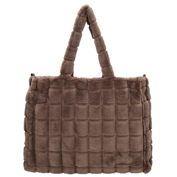 Shopper 32,5x39cm Dunkeltaupe in Fell-Optik - leder-accessoires.com