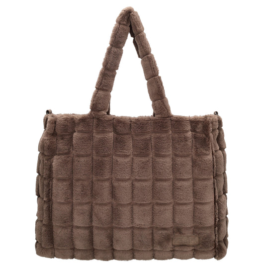 Shopper 32,5x39cm Dunkeltaupe in Fell-Optik - leder-accessoires.com