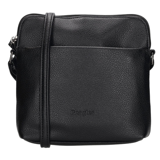 Umhängetasche 18x18cm in Schwarz aus Kunstleder - leder-accessoires.com