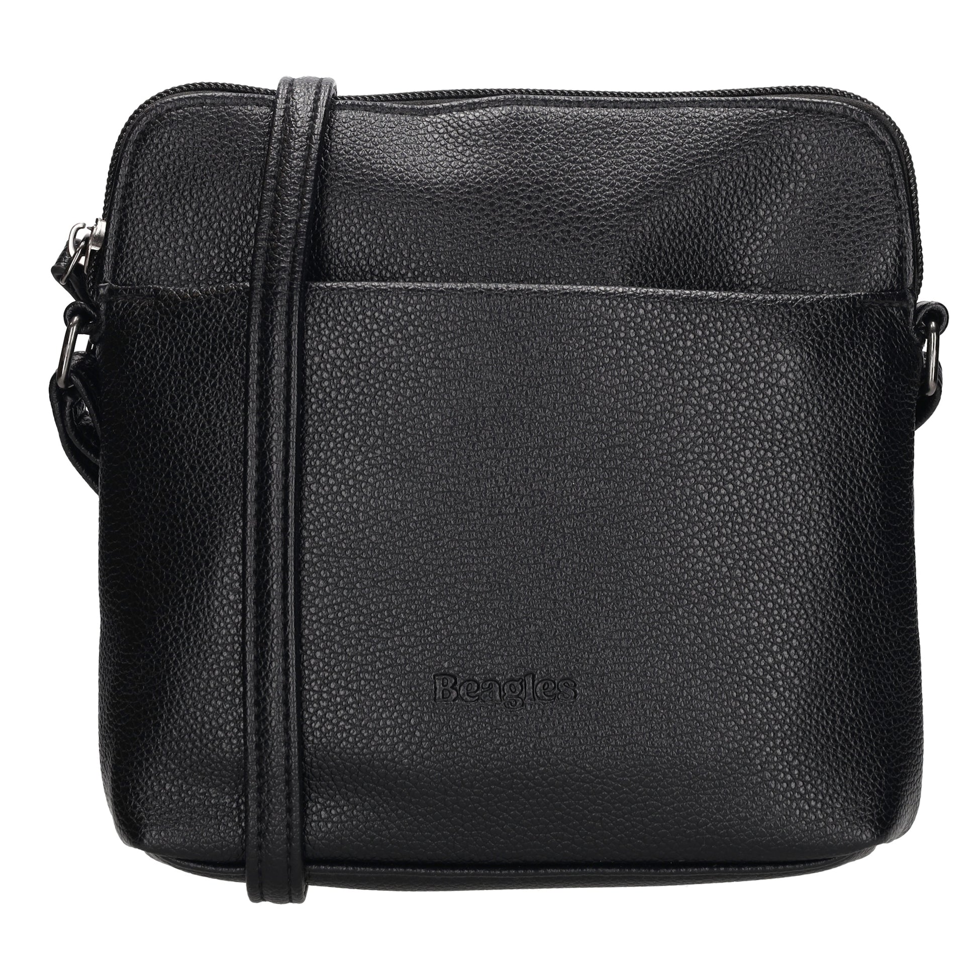 Umhängetasche 18x18cm in Schwarz aus Kunstleder - leder-accessoires.com