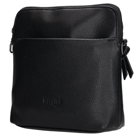Umhängetasche 18x18cm in Schwarz aus Kunstleder - leder-accessoires.com