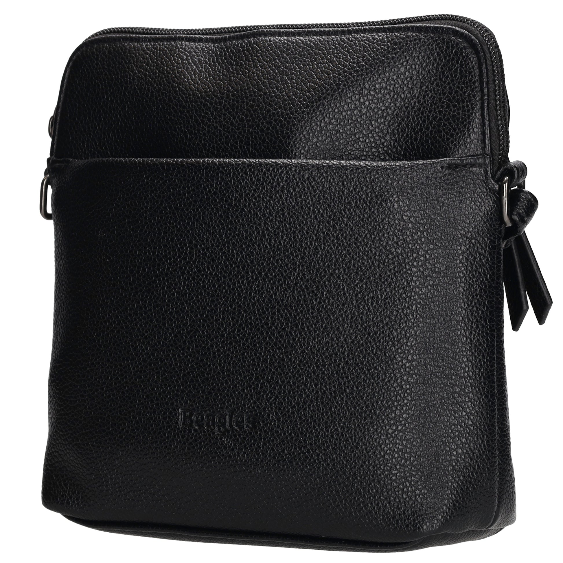 Umhängetasche 18x18cm in Schwarz aus Kunstleder - leder-accessoires.com