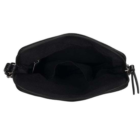 Umhängetasche 18x18cm in Schwarz aus Kunstleder - leder-accessoires.com