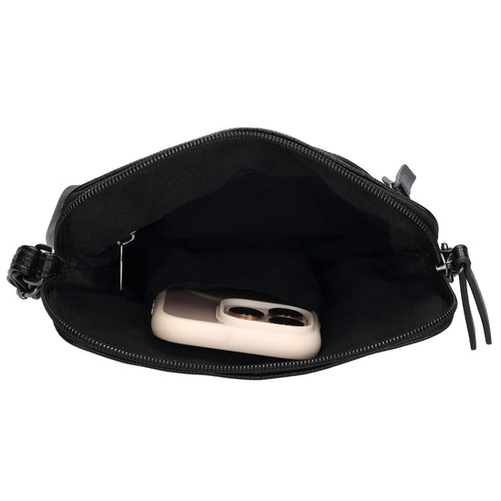 Umhängetasche 18x18cm in Schwarz aus Kunstleder - leder-accessoires.com