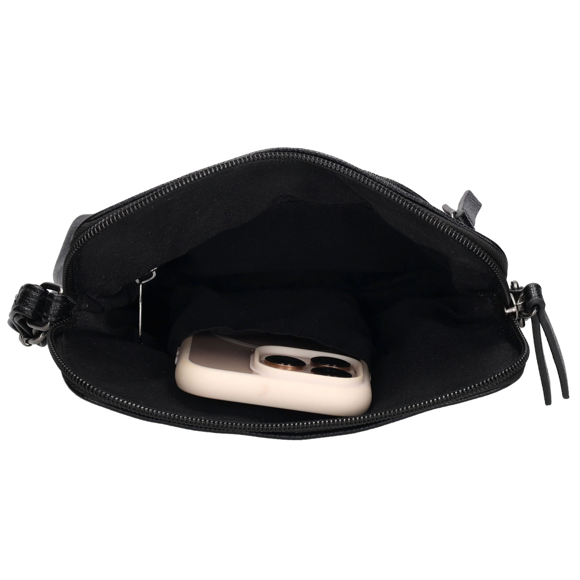Umhängetasche 18x18cm in Schwarz aus Kunstleder - leder-accessoires.com