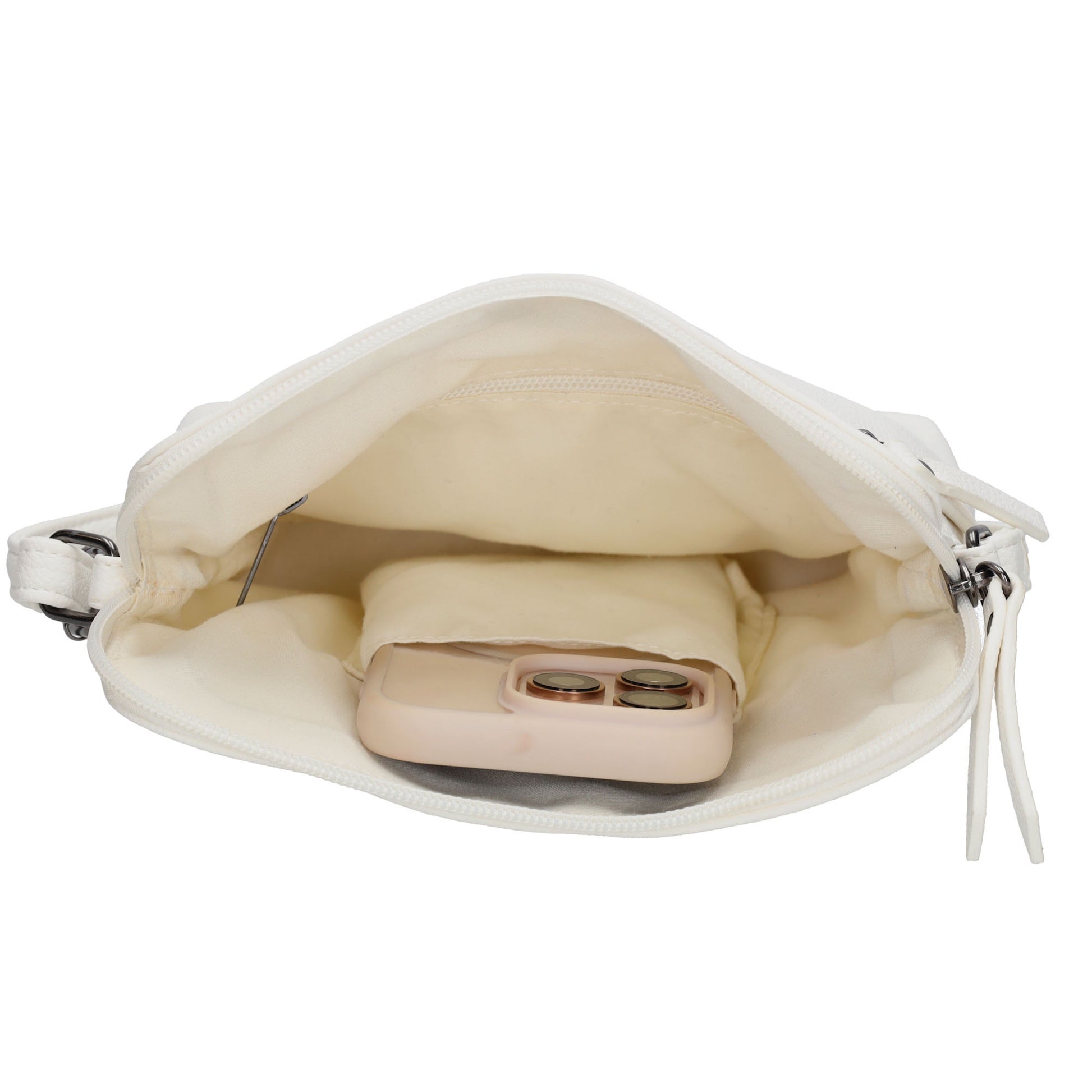 Umhängetasche 18x18cm in Weiß aus Kunstleder - leder-accessoires.com