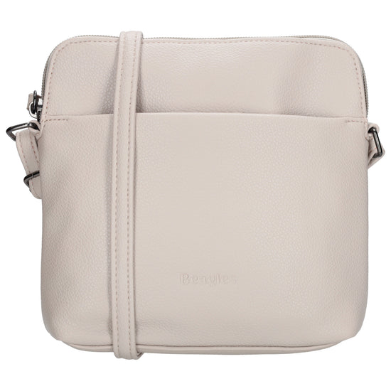 Umhängetasche 18x18cm in Hell Taupe aus Kunstleder - leder-accessoires.com