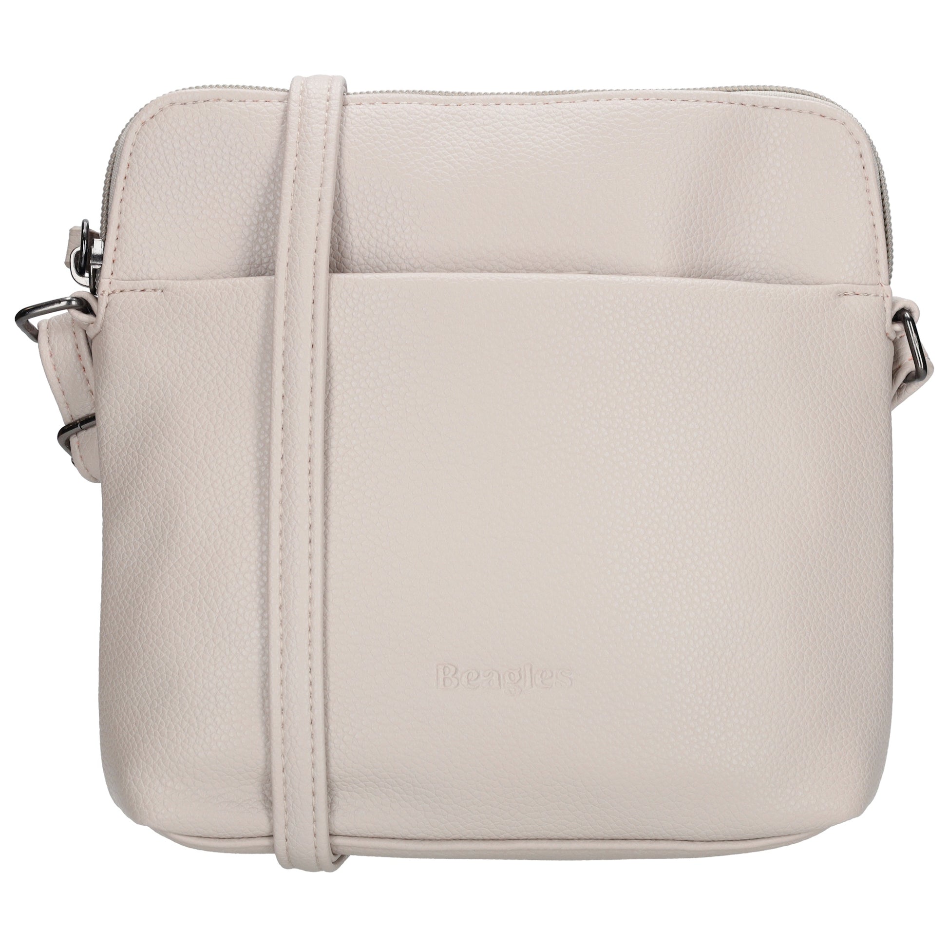 Umhängetasche 18x18cm in Hell Taupe aus Kunstleder - leder-accessoires.com