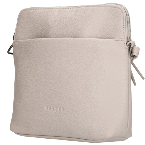 Umhängetasche 18x18cm in Hell Taupe aus Kunstleder - leder-accessoires.com