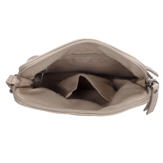 Umhängetasche 18x18cm in Hell Taupe aus Kunstleder - leder-accessoires.com