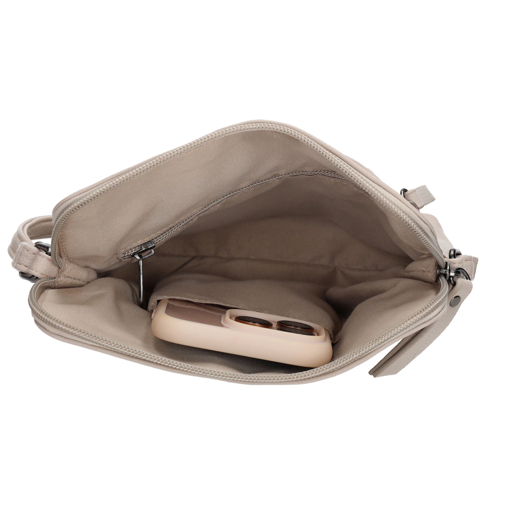 Umhängetasche 18x18cm in Hell Taupe aus Kunstleder - leder-accessoires.com