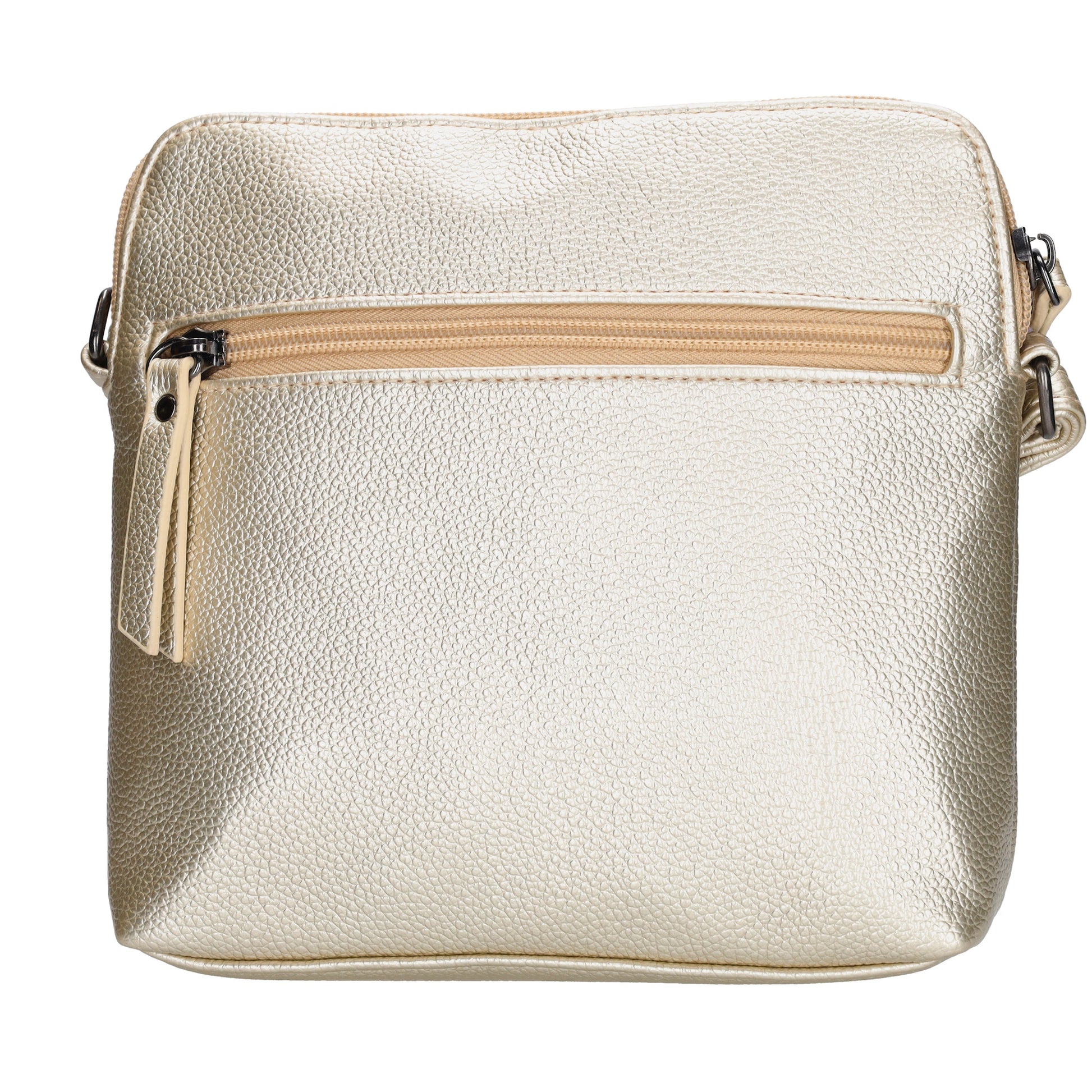 Umhängetasche 18x18cm in Hell Gold aus Kunstleder - leder-accessoires.com