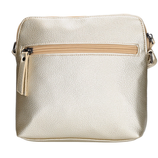 Umhängetasche 18x18cm in Hell Gold aus Kunstleder - leder-accessoires.com