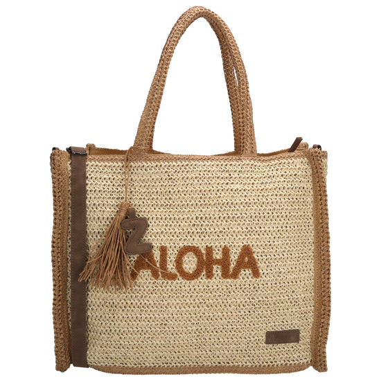Aloha XXL Shopper 42x33cm Basttasche Natur aus Raphia – Sommer 2026 - leder-accessoires.com