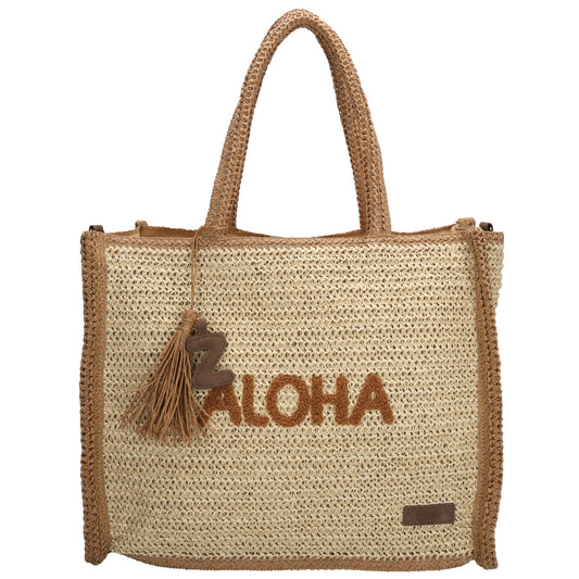 Aloha XXL Shopper 42x33cm Basttasche Natur aus Raphia – Sommer 2026