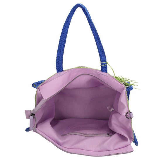 Aloha XXL Shopper 42x33cm Basttasche Flieder aus Raphia – Sommer 2026 - leder-accessoires.com