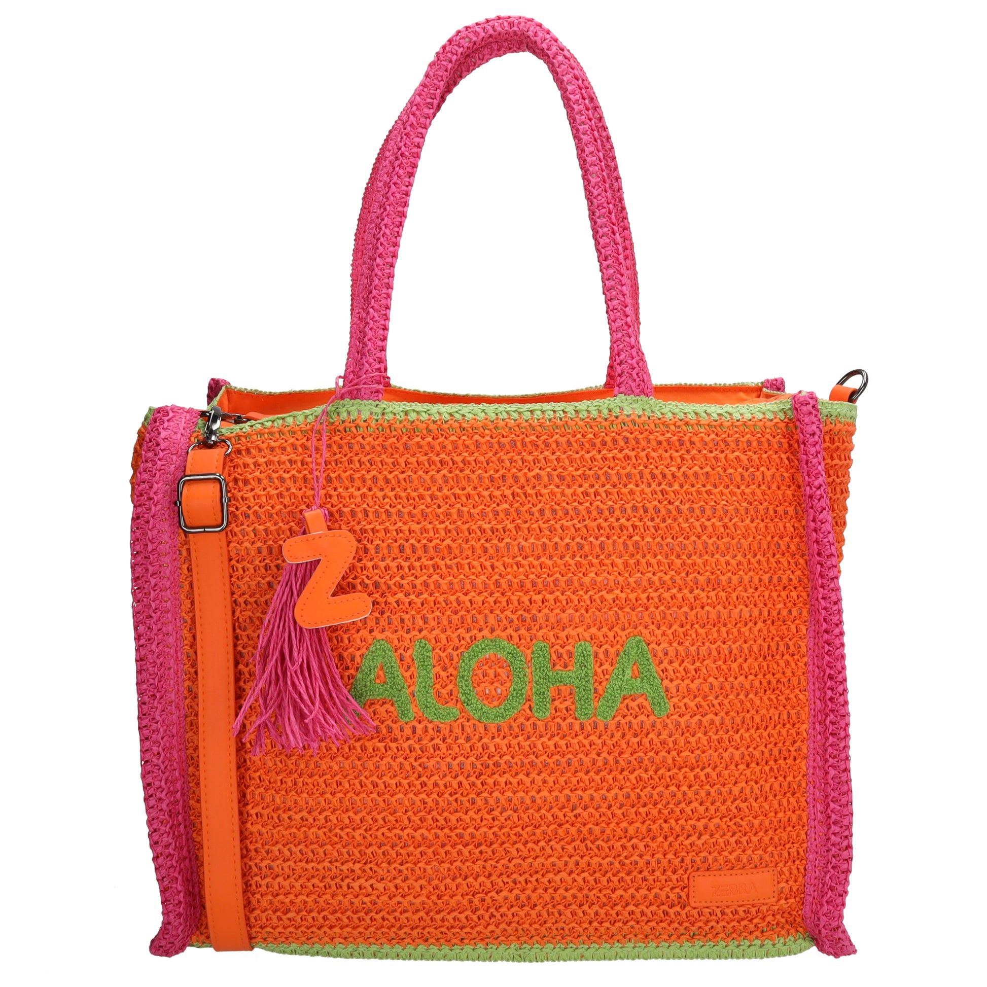 Aloha XXL Shopper 42x33cm Basttasche Orange aus Raphia – Sommer 2026 - leder-accessoires.com