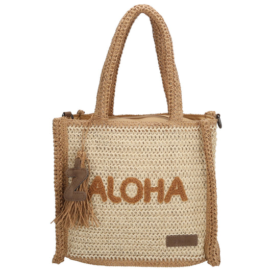 Aloha Shopper 29x23cm Basttasche Natur aus Raphia mit Reißverschluss