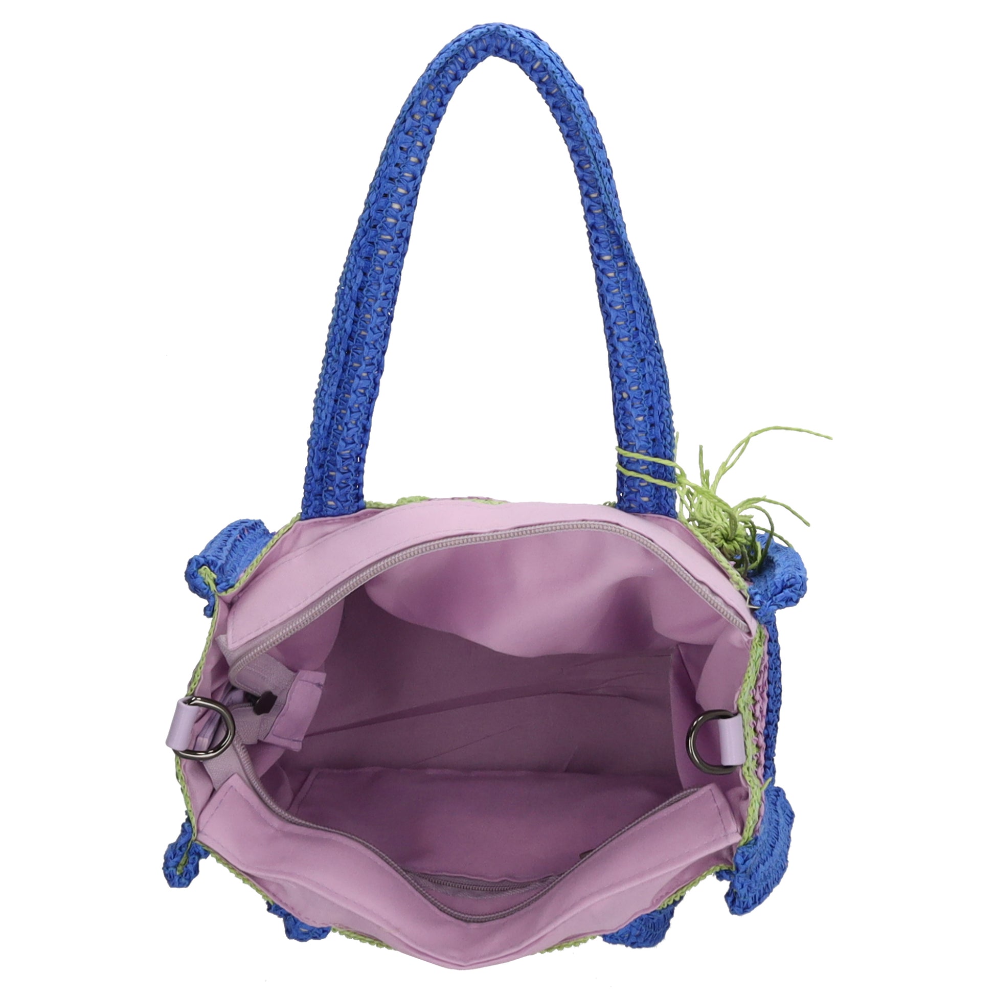 Aloha Shopper 29x23cm Basttasche Flieder Raphia mit Reißverschluss - leder-accessoires.com