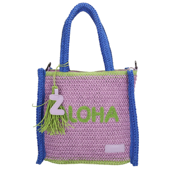 Aloha Shopper 29x23cm Basttasche Flieder Raphia mit Reißverschluss - leder-accessoires.com