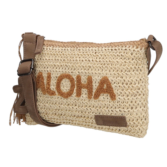 Aloha Umhängetasche 24x17cm Basttasche Natur aus Raphia - leder-accessoires.com