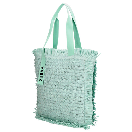 Fransen Shopper 35x36cm Minze – Aloha Basttasche Damen Sommer 2026 - leder-accessoires.com