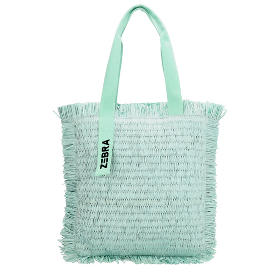 Fransen Shopper 35x36cm Minze – Aloha Basttasche Damen Sommer 2026 - leder-accessoires.com
