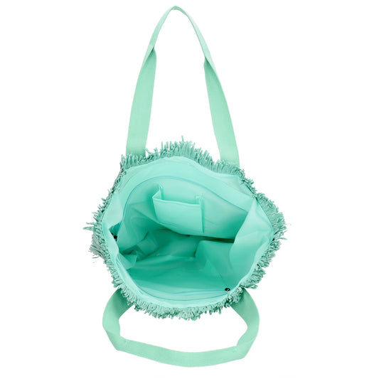 Fransen Shopper 35x36cm Minze – Aloha Basttasche Damen Sommer 2026