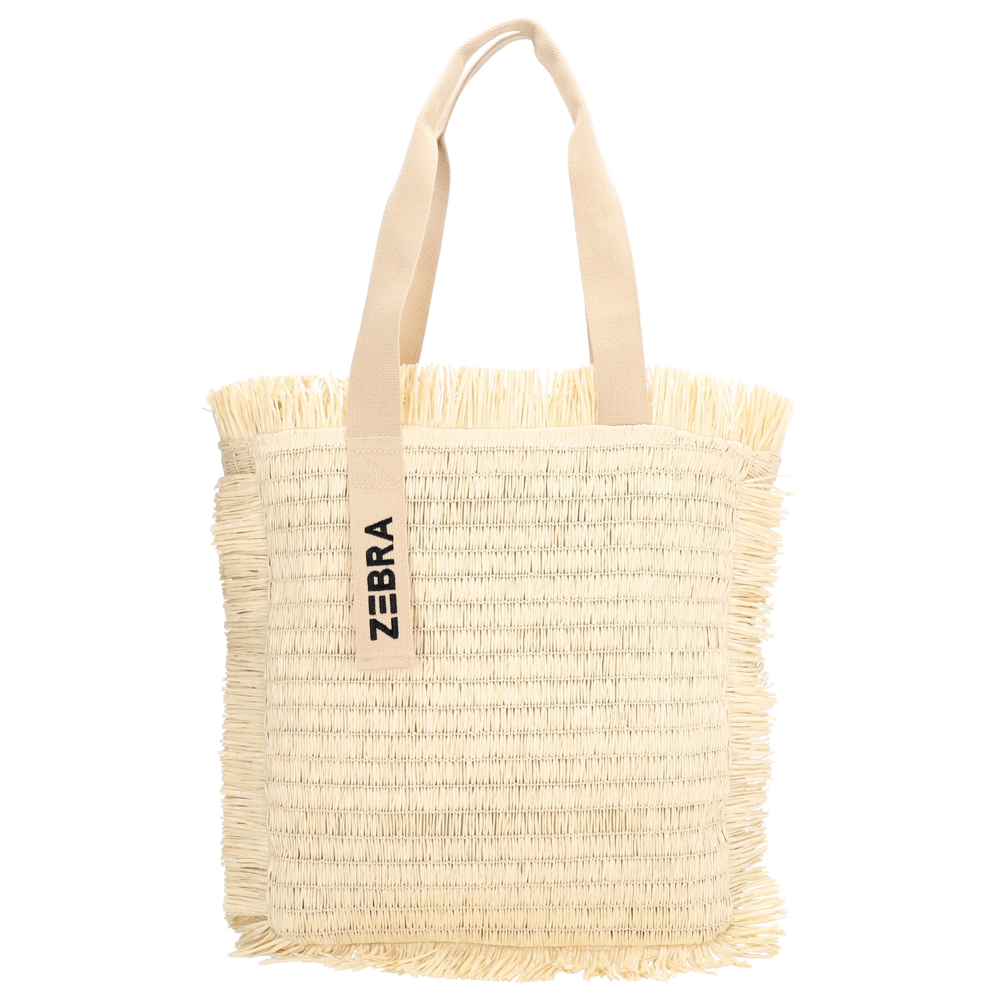 Fransen Shopper 35x36cm Creme – Aloha Basttasche Damen Sommer 2026 - leder-accessoires.com