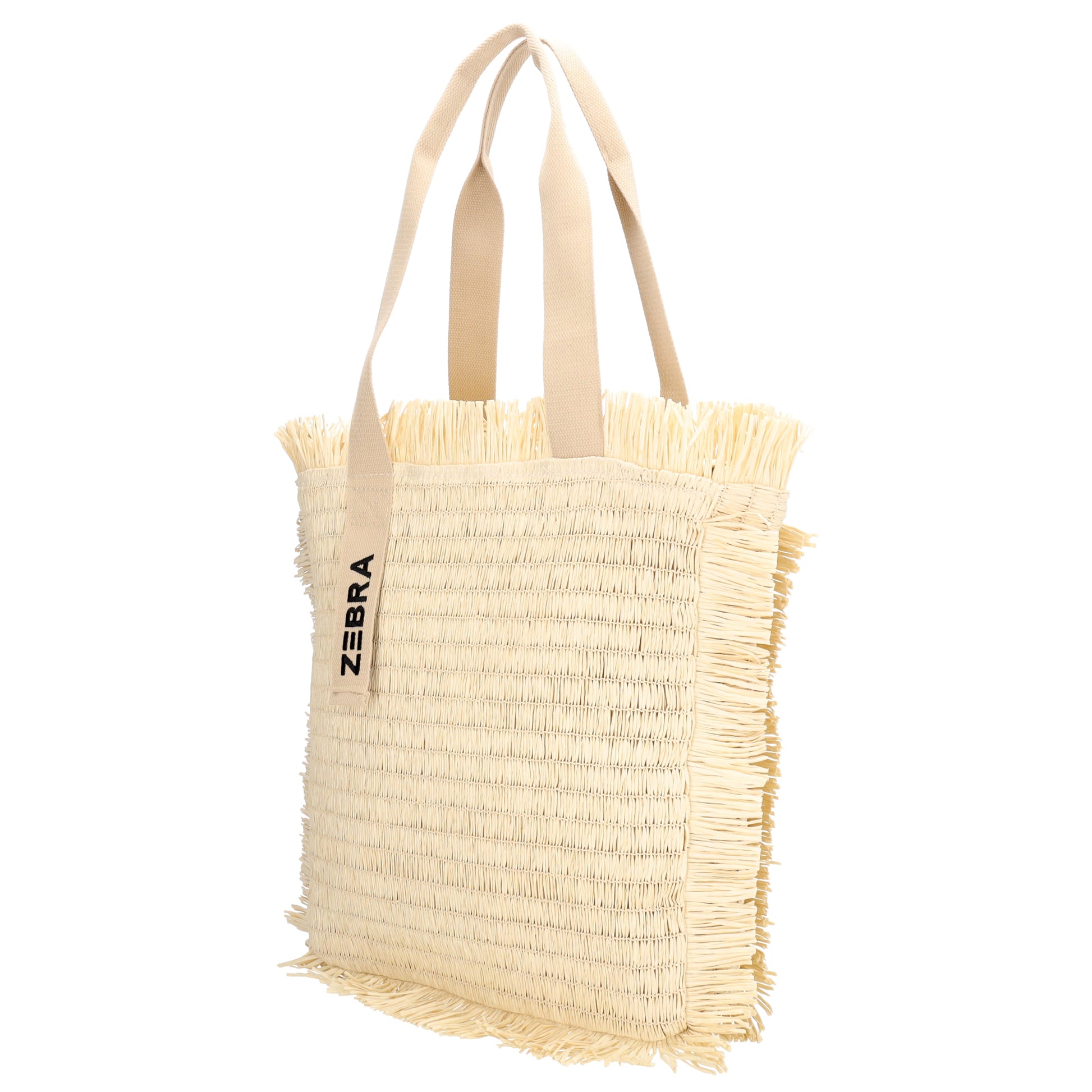 Fransen Shopper 35x36cm Creme – Aloha Basttasche Damen Sommer 2026 - leder-accessoires.com