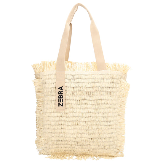 Fransen Shopper 35x36cm Creme – Aloha Basttasche Damen Sommer 2026 - leder-accessoires.com