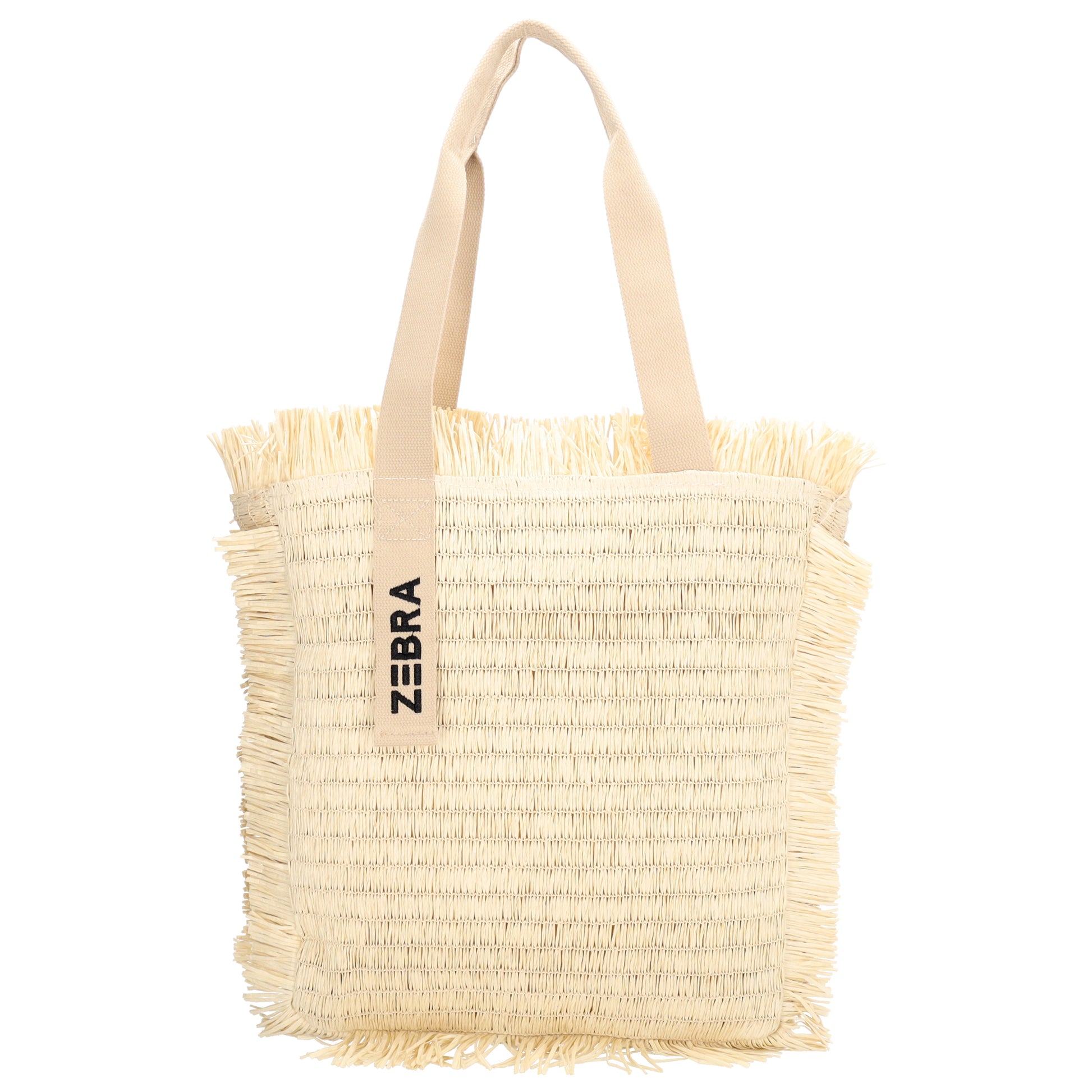 Fransen Shopper 35x36cm Creme – Aloha Basttasche Damen Sommer 2026 - leder-accessoires.com