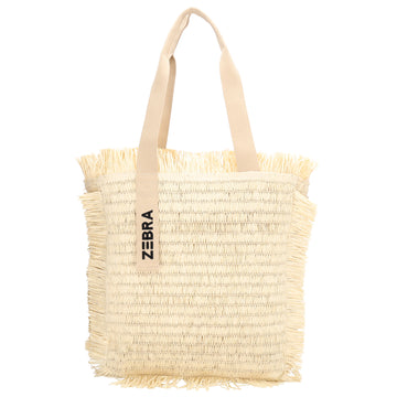 Fransen Shopper 35x36cm Creme – Aloha Basttasche Damen Sommer 2026 - leder-accessoires.com