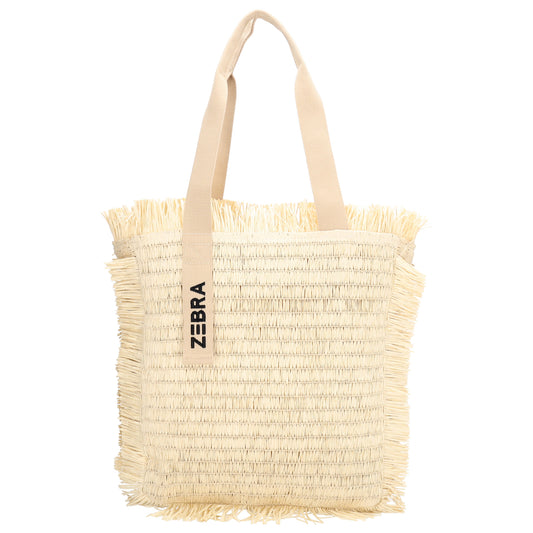 Fransen Shopper 35x36cm Creme – Aloha Basttasche Damen Sommer 2026