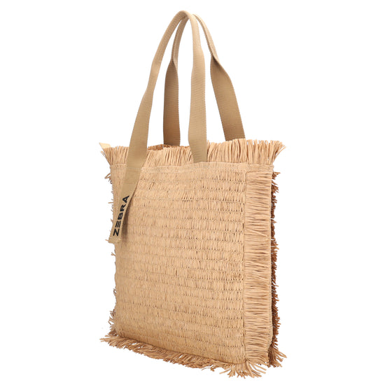 Fransen Shopper 35x36cm Natur – Aloha Basttasche Damen Sommer 2026 - leder-accessoires.com