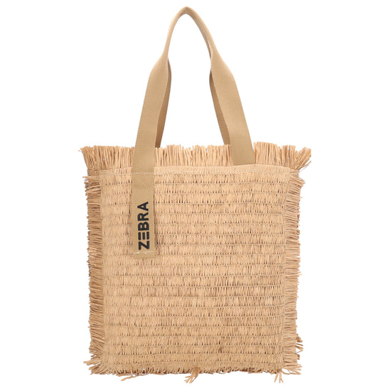 Fransen Shopper 35x36cm Natur – Aloha Basttasche Damen Sommer 2026 - leder-accessoires.com